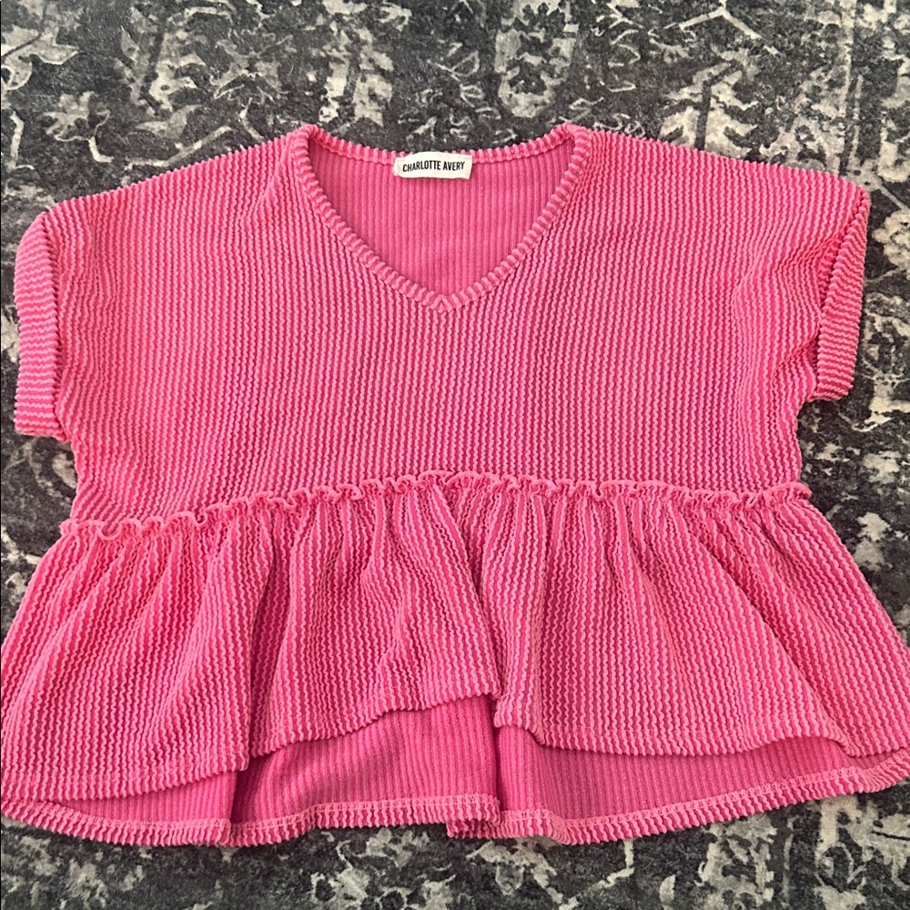 Charlotte Avery Pink Ruffled Kids Top